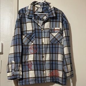 Disney Blue and White Plaid Shirt